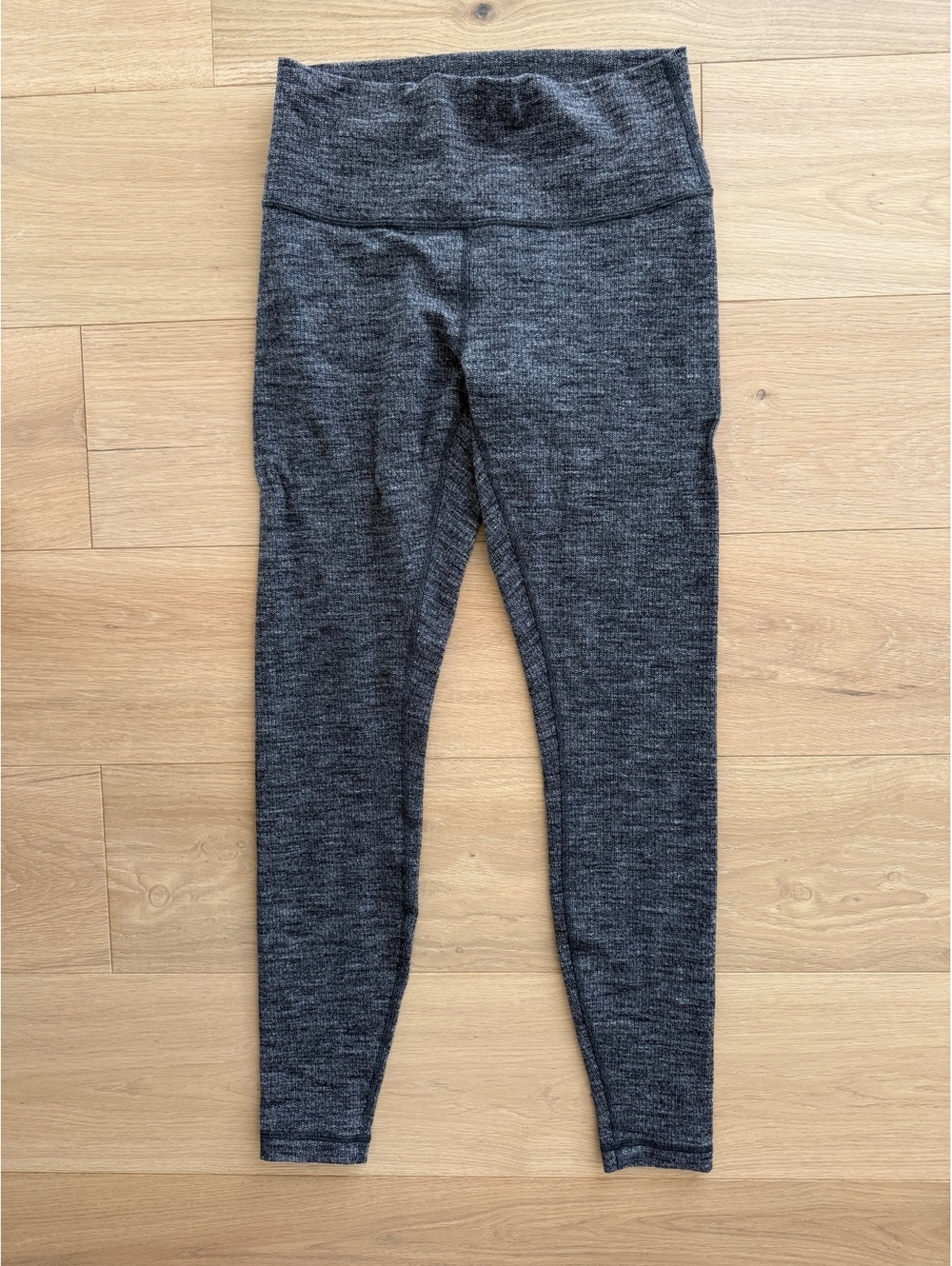 Lululemon Wunder Under Textured Luon Leggings Size 10 Heathered Black Gray 28”